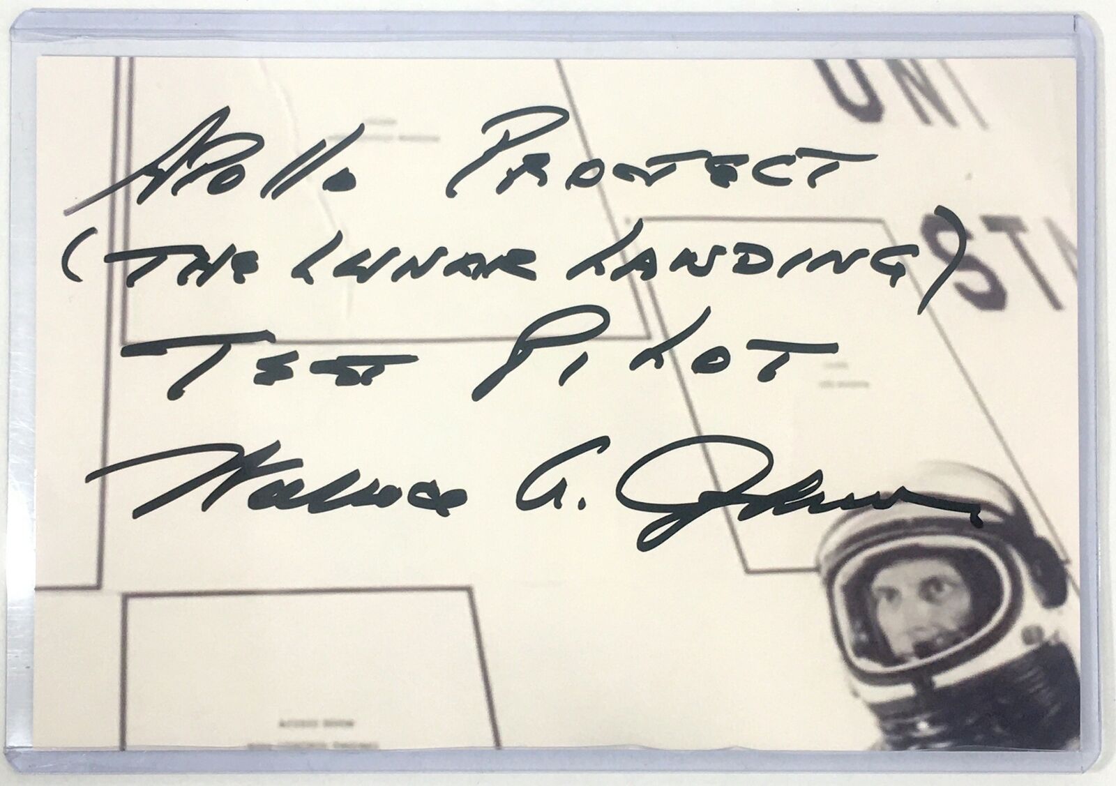 Wallace Johnson Signed 4x6 Photo Poster painting NASA Apollo Program Test Pilot Autograph Auto