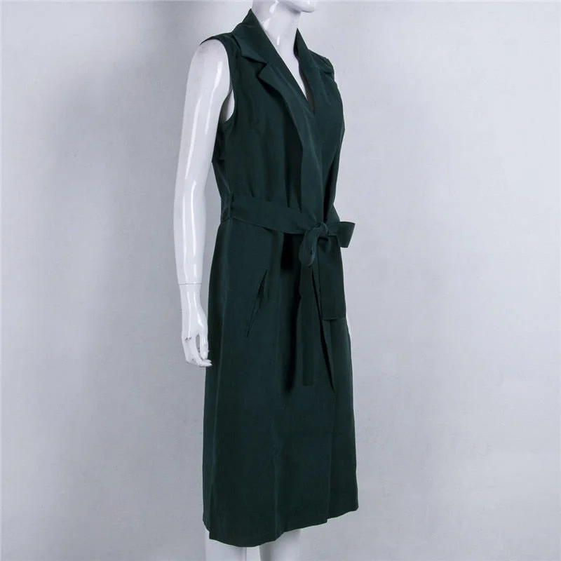 2019 Summer Jacket Fashion Casual Women Sleeveless Waterfall Cape Lapel Long Cardigan Jacket Coat Waistcoat Vest