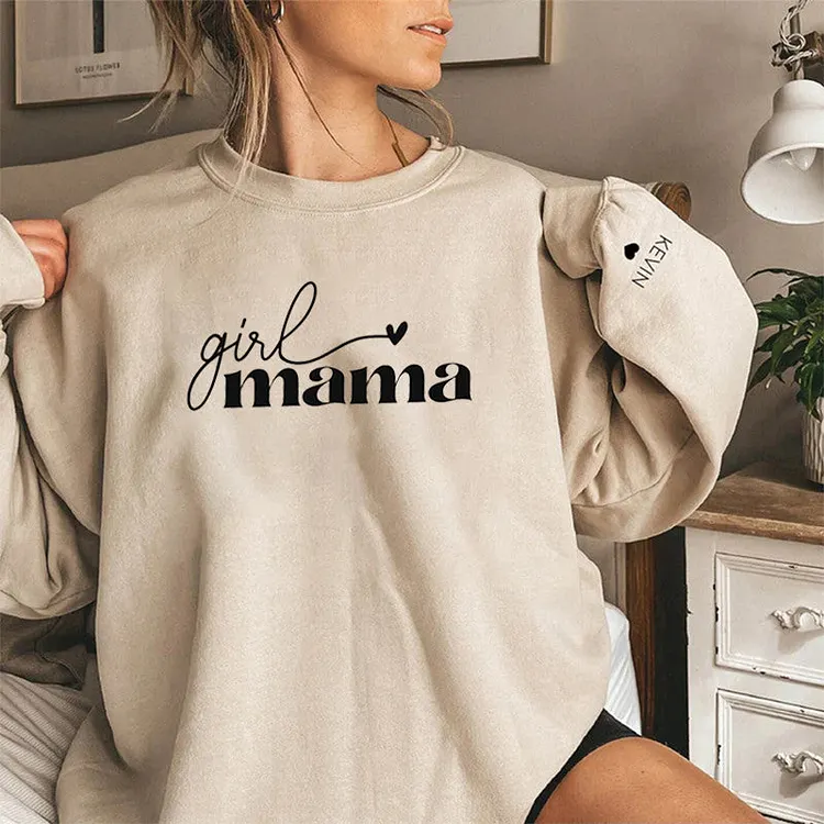 Custom Girl Mama Sweatshirt, Custom Mother's Day Sweatshirt, with Children's Names on the Sleeve