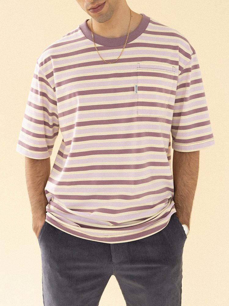 Fashion Stripe Print Modern Casual Short-sleeved T-shirt