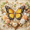 Framed Diamond Painting - Special Shaped - Yellow Butterfly and Flowers (25x25cm)