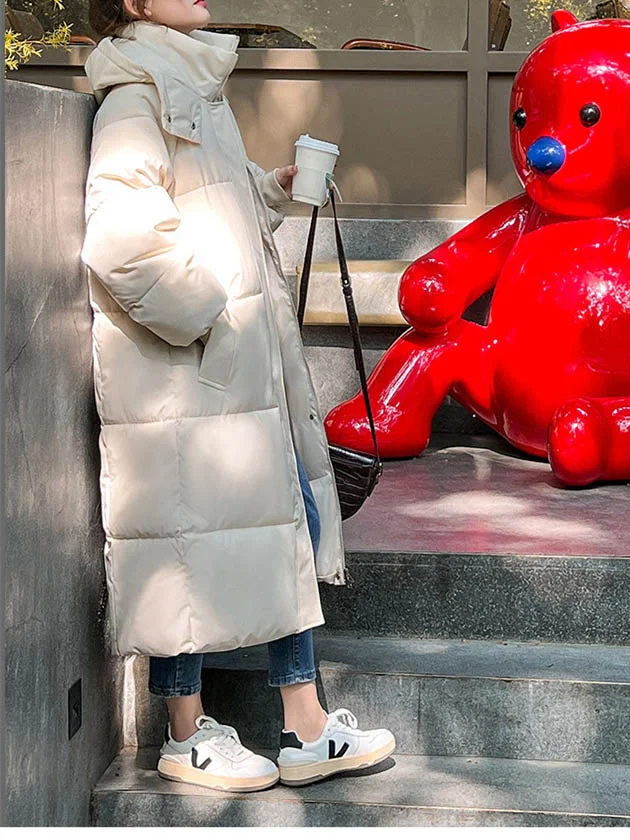 Women Long Sleeve Solid Zipper Loose Down Jacket Coats