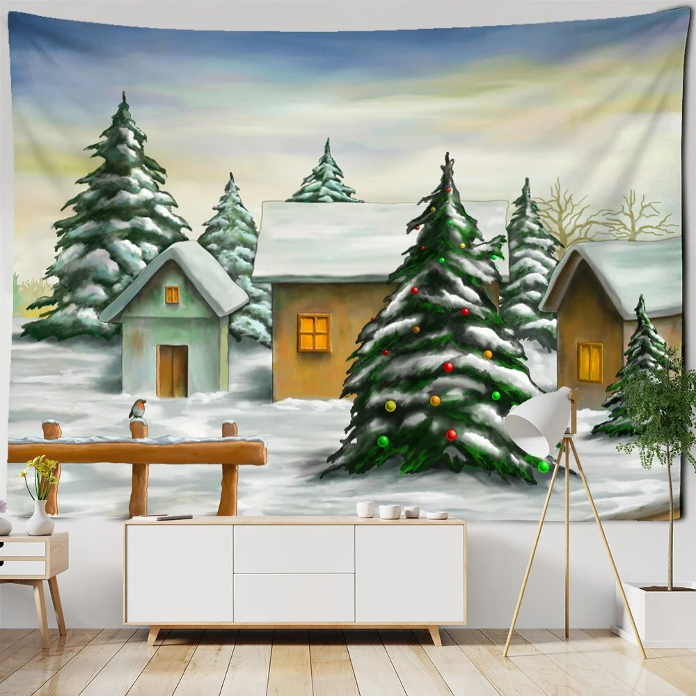 Christmas Tree Series Tapestry Wall Hanging Cartoon Kawaii Bohemian Style Aesthetics Room Gift Home Decor
