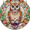 (Upgrade Size)DIY Diamond Painting Art Double Sided Effect Pendant Colorful Stained Glass Hanging Ornament Kit(Owl)
