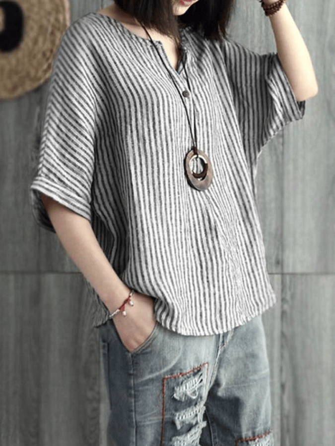 Women's Loose Casual Ramie Long Sleeve Shirt