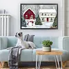 Winter Snowman And Cottage-11CT Stamped Cross Stitch 60*40cm/23.62*15.75in