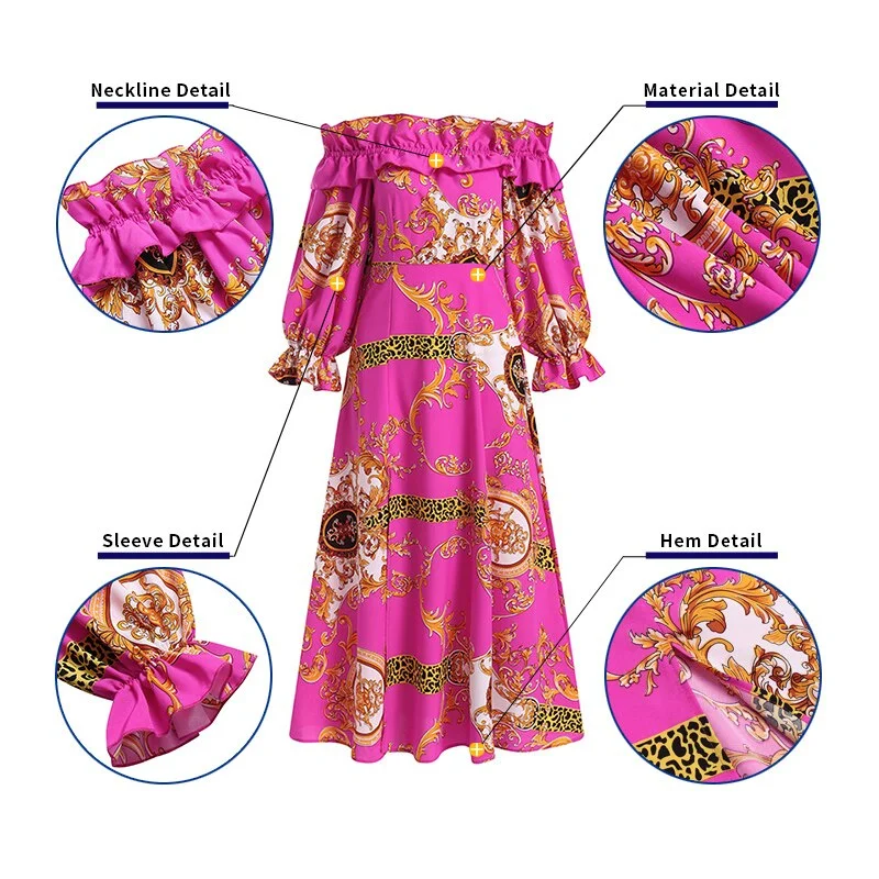 2022 VONDA Summer Party Dresses Women High Slit Ruffled Dress Holiday Vestido Hot Lady Long Sleeve Off Shoulder Elegant Sundress