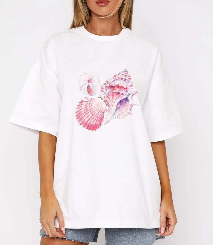 Athvotar Athvotar Print A Wide-Cut Short-Sleeved Women's T-Shirt Large Version Of Casual T-Shirt Top