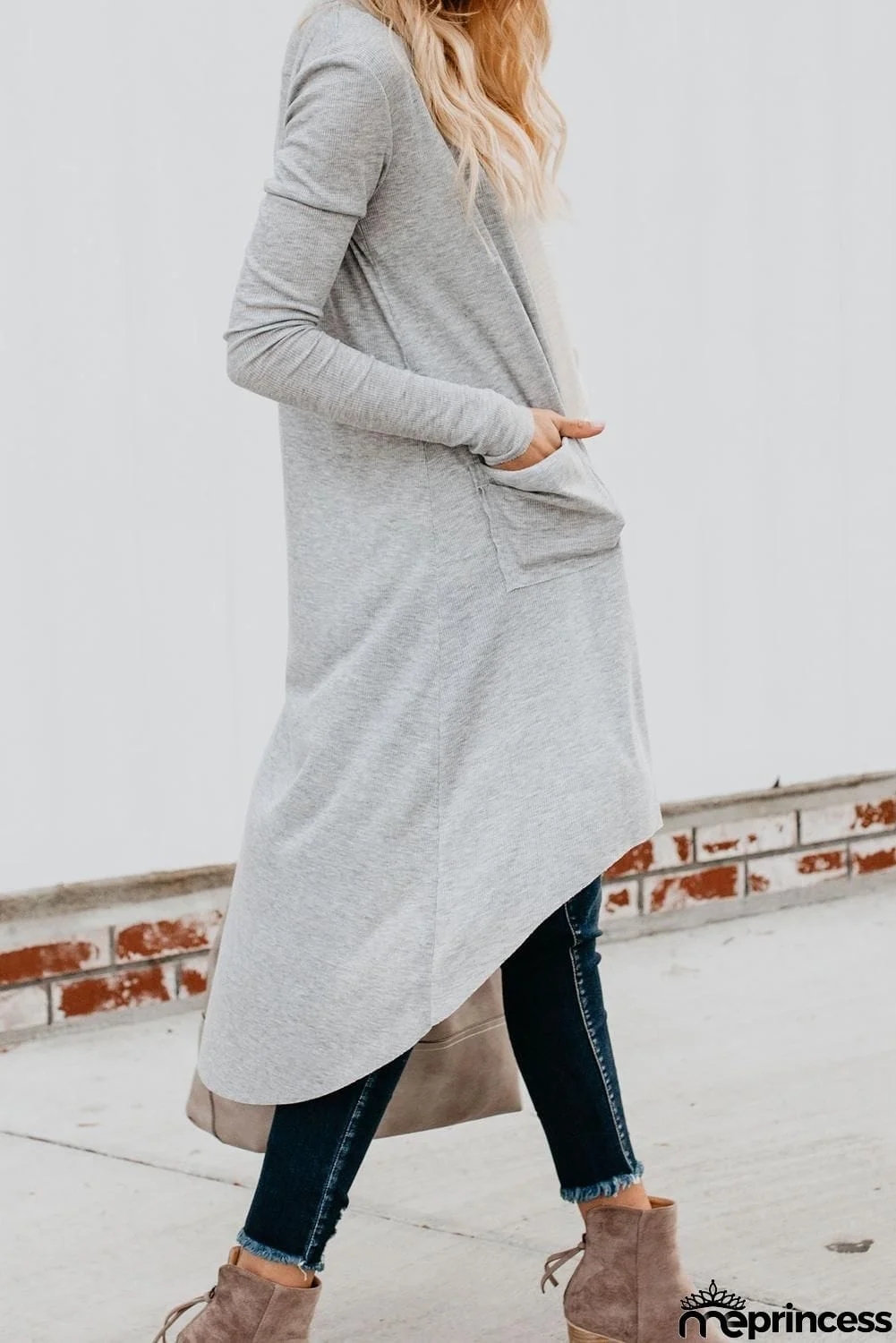 Selected Button Pocketed High Low Cardigan