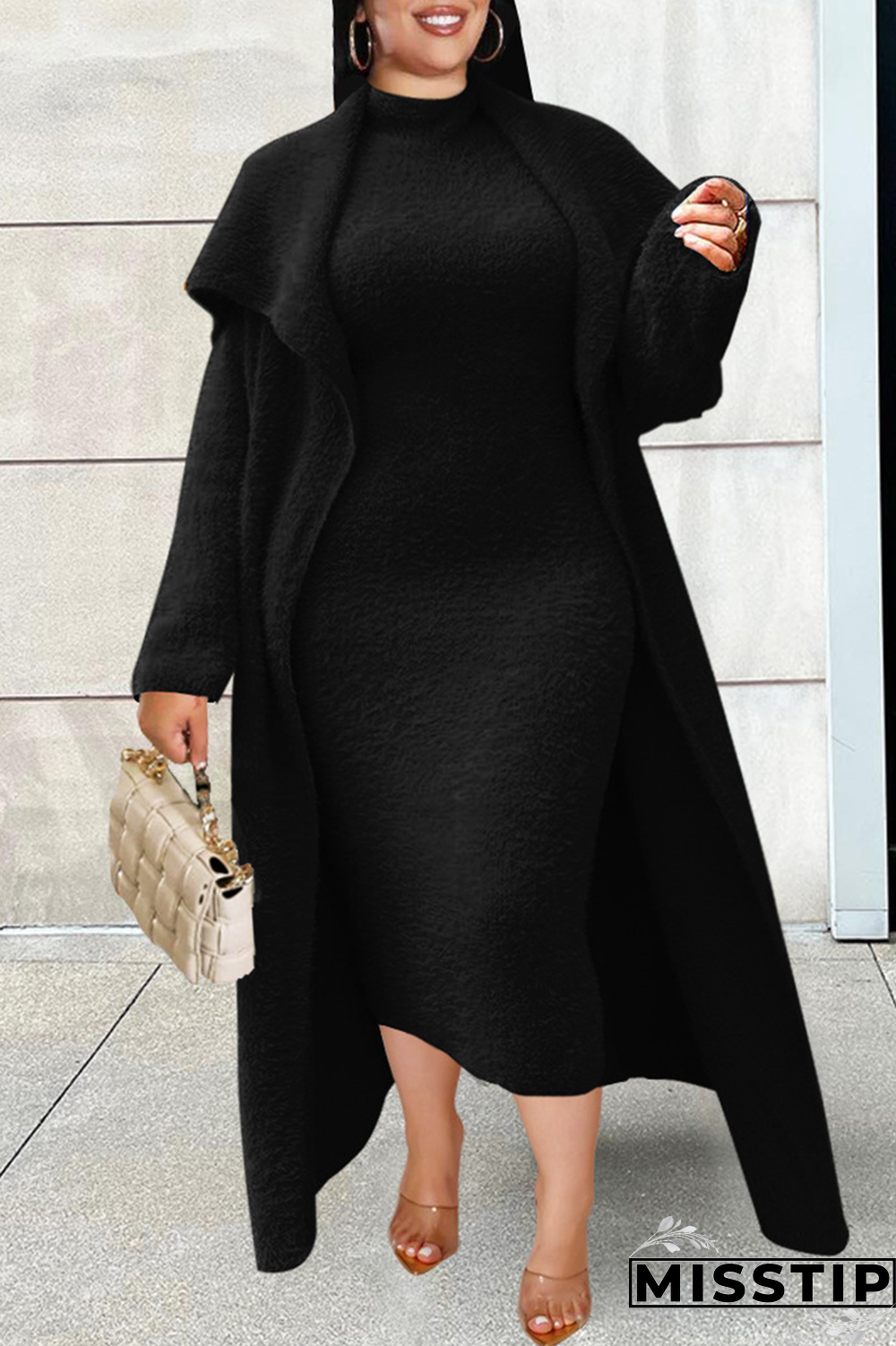 Dark Gray Casual Solid Patchwork Half A Turtleneck Long Sleeve Two Pieces