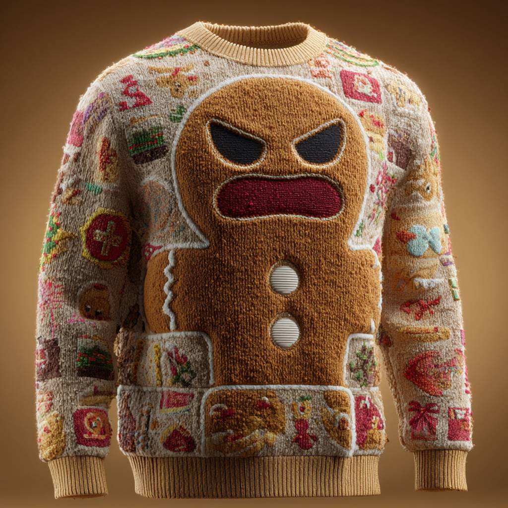 Men's Angry Gingerbread Man Ugly Sweater elevenforest