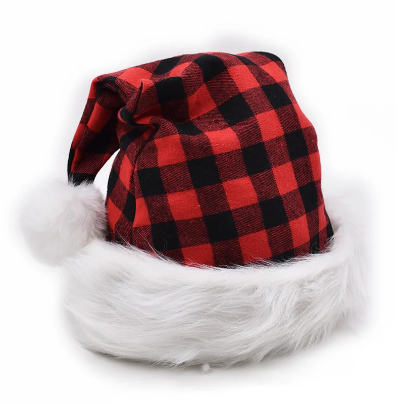 Black And White Plaid Christmas Hat