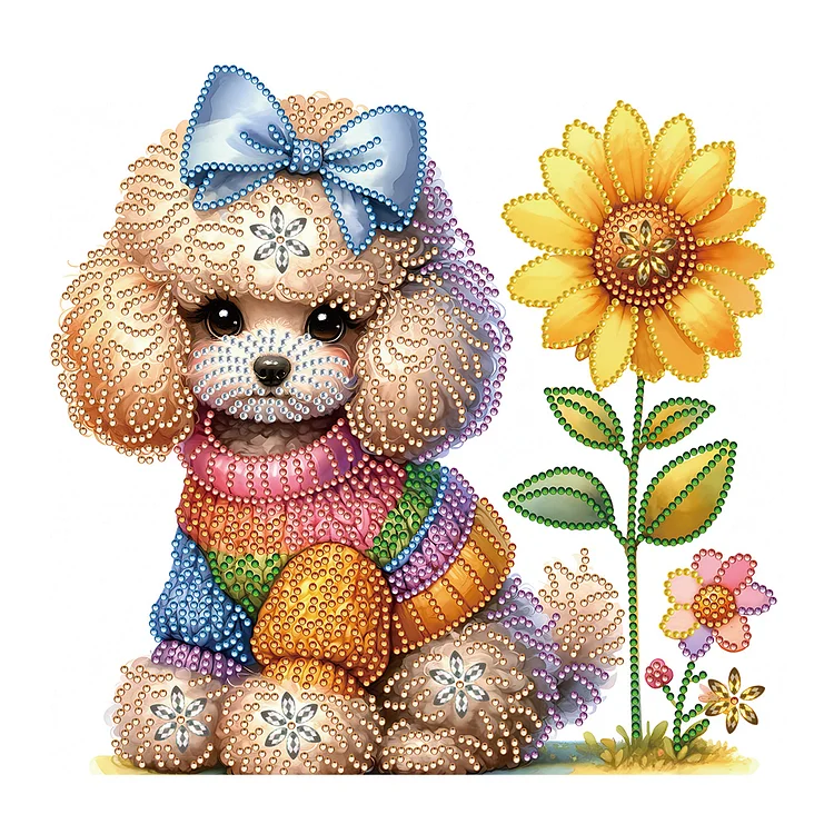 Partial Special-Shaped Diamond Painting - Teddy Dog 35*30CM