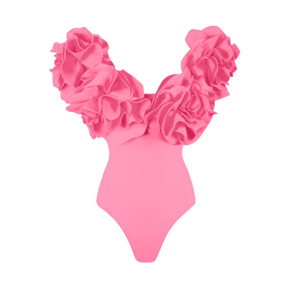 Ballifyex 2025 2Pc High Quality Luxury Woman Swimsuit Flower Ruffle Solid Bathingsuit Push Up Swimwear Off Shoulder Summer Suits Beachwear