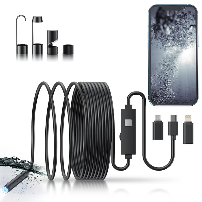 🔎 Plug-and-Play Endoscope Camera – Compatible with Android & iPhone ...