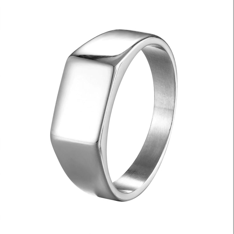 1 Piece Retro Letter Titanium Steel Printing Rings
