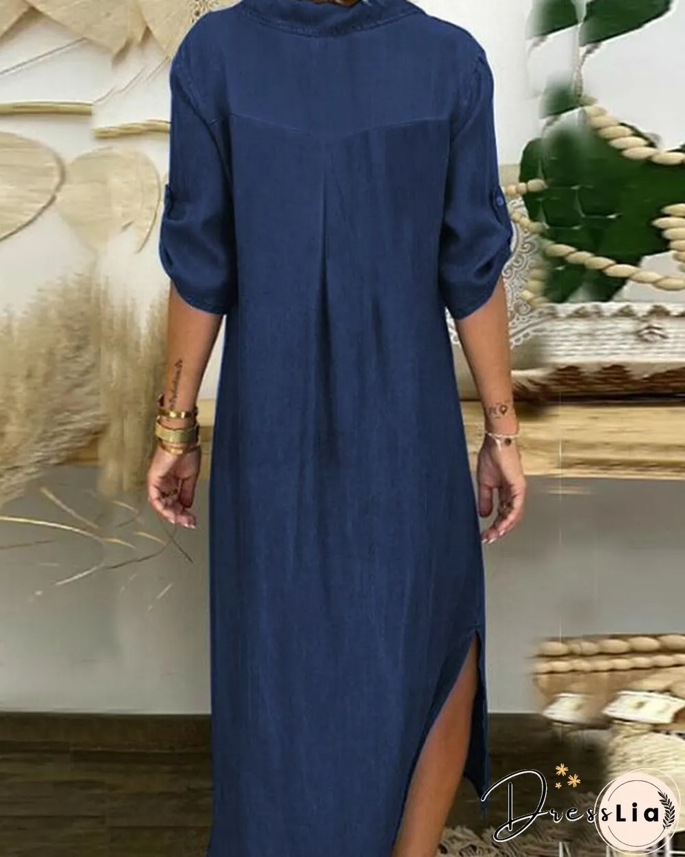 Plus Size Denim Maxi Dress