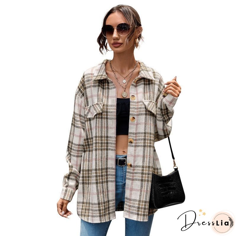 Plaid Flannel Shacket Jacket Women