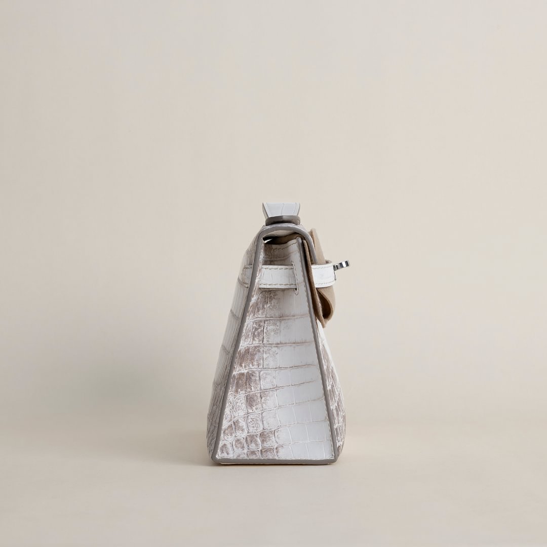 Kelly pochette Matte Niloticus Crocodile 01 Himalayan PHW