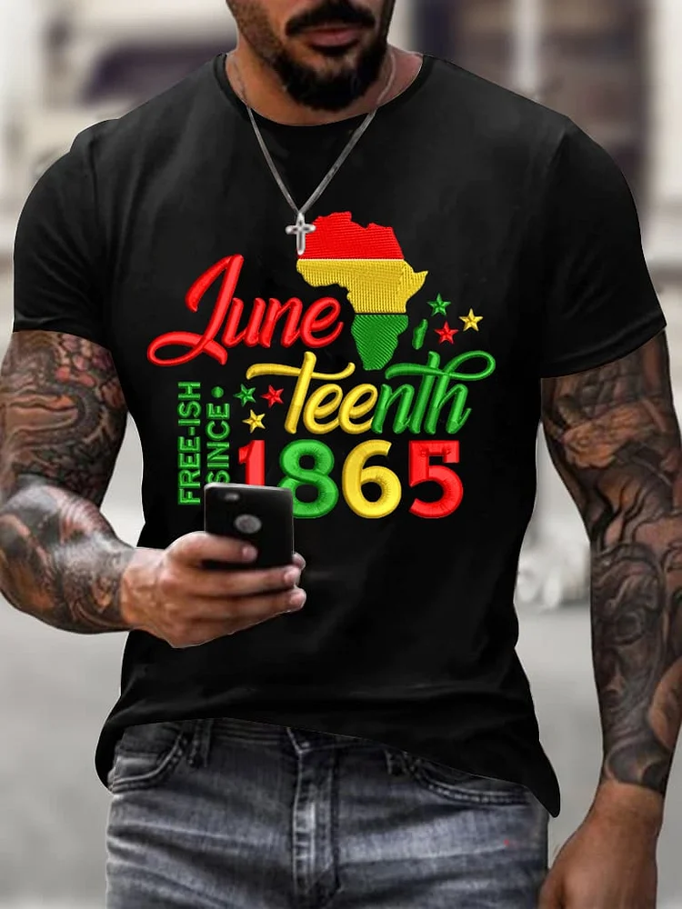 Men's Black Juneteenth Print T-Shirt 