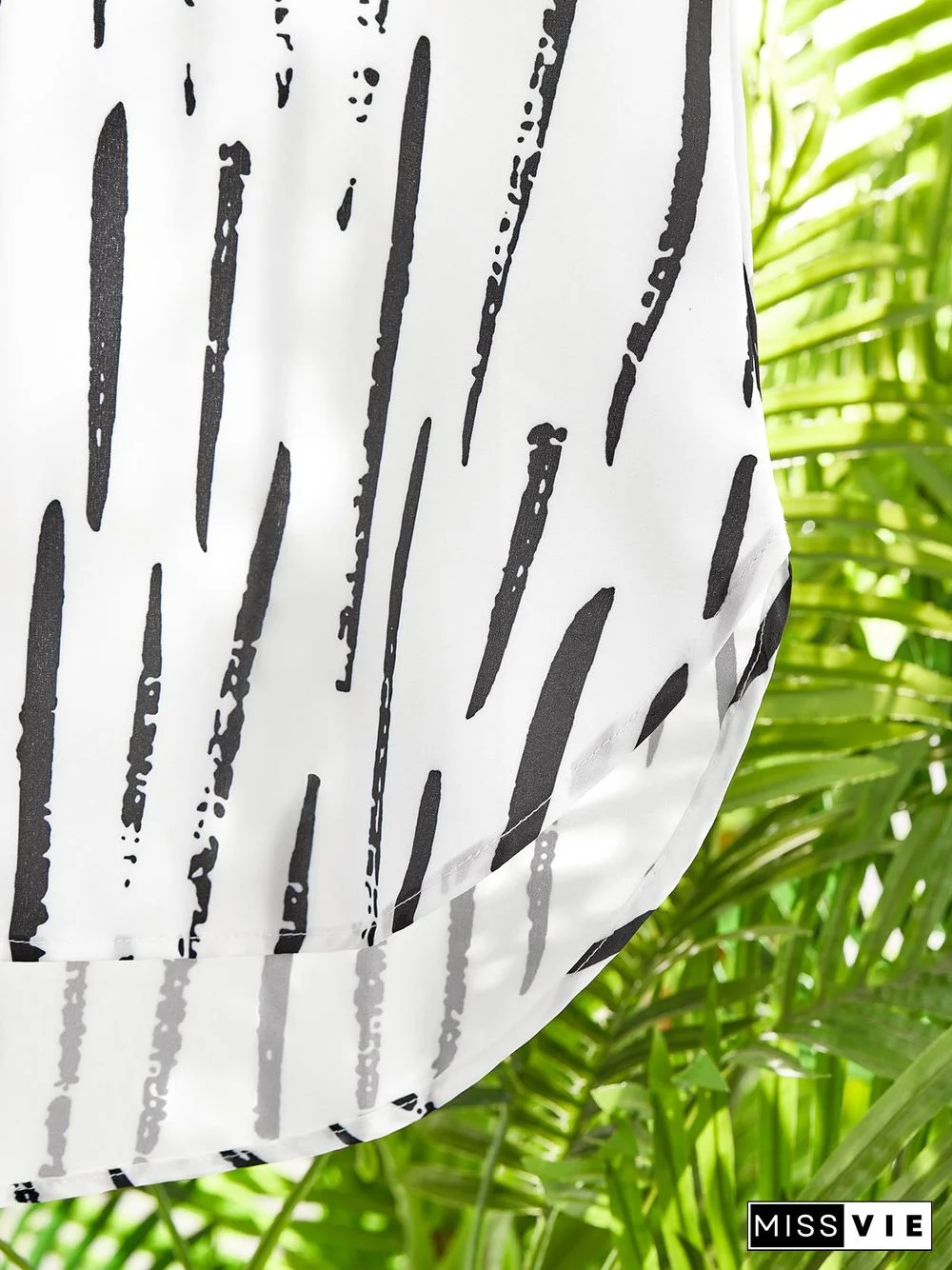 V Neck Striped Long Sleeve Casual Blouse