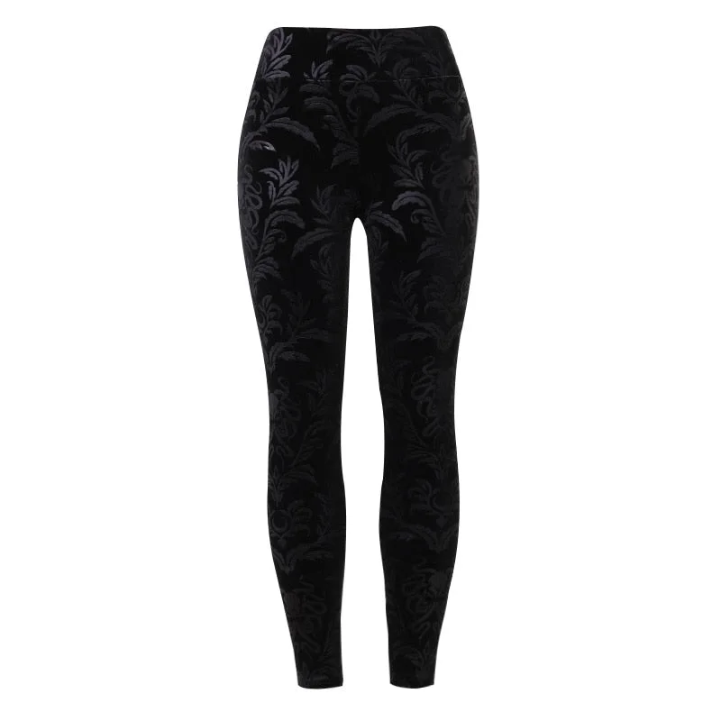 InsGoth Vintage Bodycon Black Pants Gothic Aesthetic High Waist Leggings Goth Dark Demon Graphic Tights Women Skinny Pants