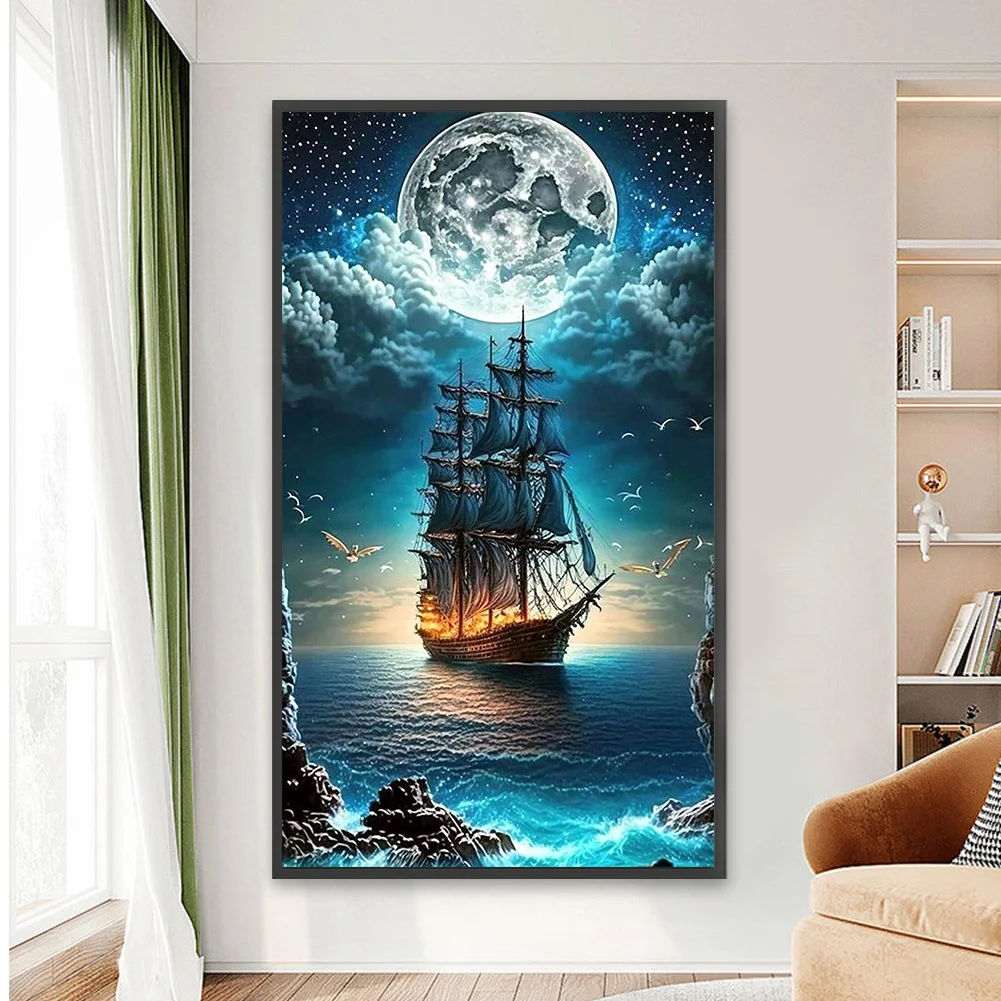 Partial AB Diamond Painting - Full Square Drill - Sailing Boat(Canvas|45*75cm)