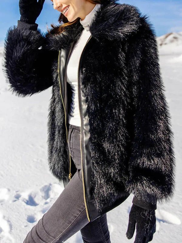 Artificial fur temperament against the cold ladies coat