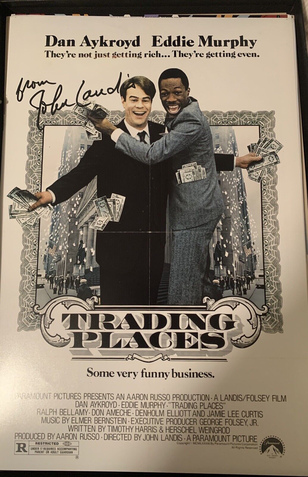 john landis signed 12x18 Photo Poster painting Trading Places Auto