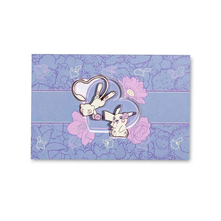 Pikachu & Mew Admiration Blue Pokémon Pins & Greeting Card