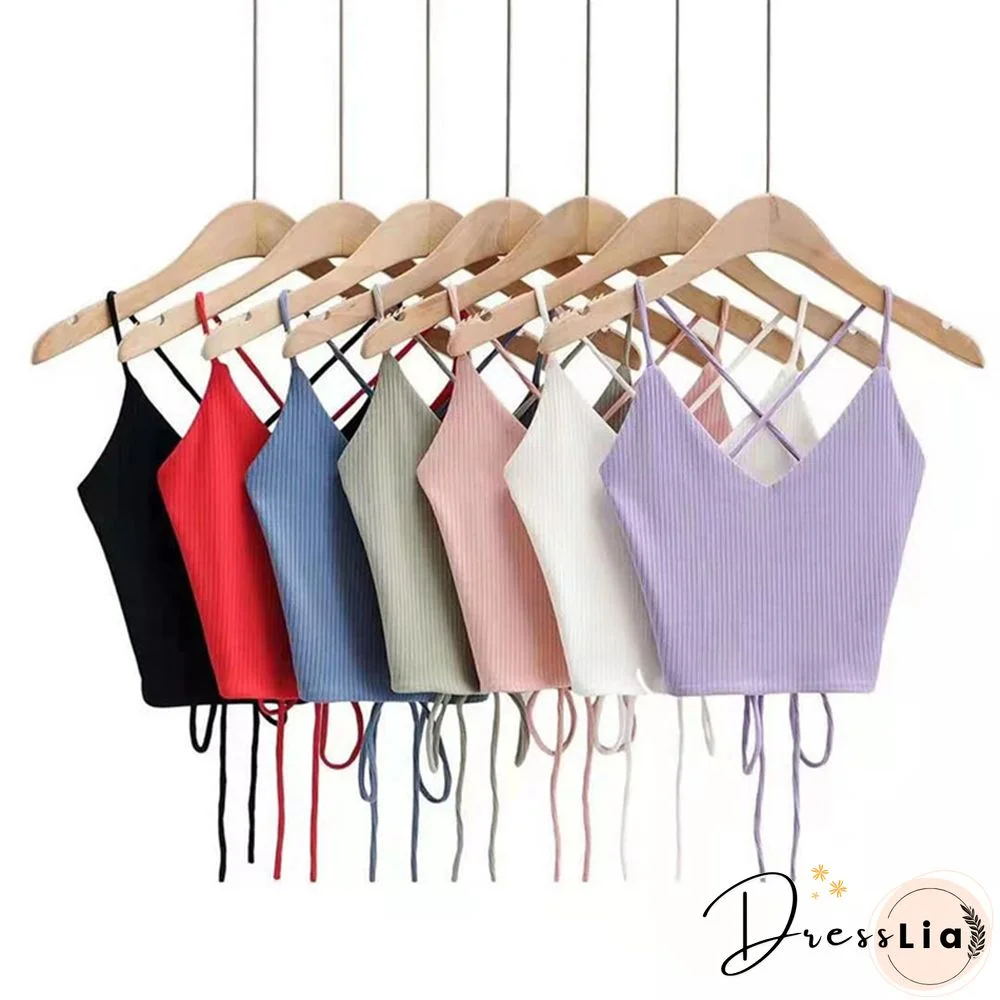 New Women Crop Tops Y2K Aesthetic Sexy Cute Summer Halter Solid Camis Fashion Casual Female Sleeveless Corset Top Tank Tops