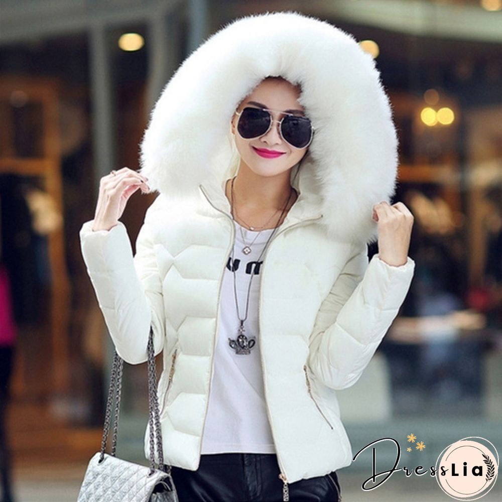 Fashion Women's Down&Parkas Cotton Jackets Female Cotton-Padded Winter Coat Large Fur Collar with Hoody Plus Size S-XXXL Parka