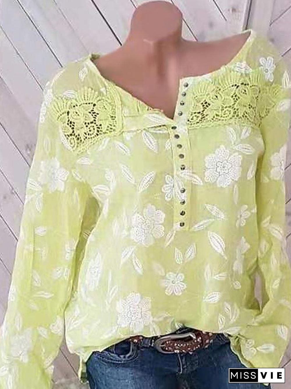 Women's Blouse Shirt Floral Flower Long Sleeve Print Round Neck Tops Basic Top