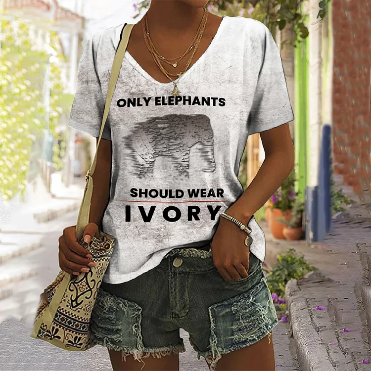 Comstylish Save Animal Only Elephants Should Wear Ivory Graphic Women's T-Shirt