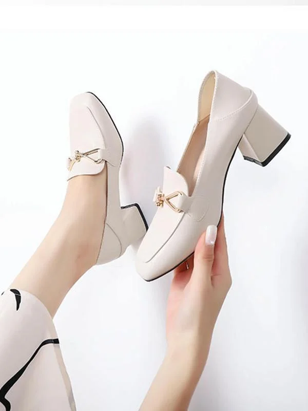 Casual two-wear thick-heeled fashionable head comfort high-heel loafers