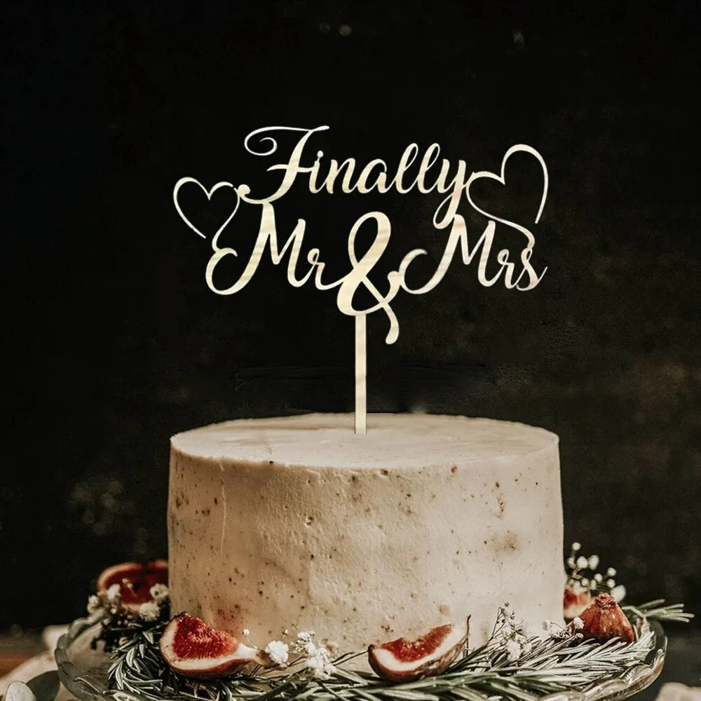 Custom Cake Topper Acrylic Mirror Letter Cake Decor Personalized Name And Date Gold Happy Birthday Cake Decoration For Wedding