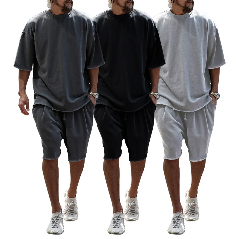 Casual Loose Fit Solid Sports Sets