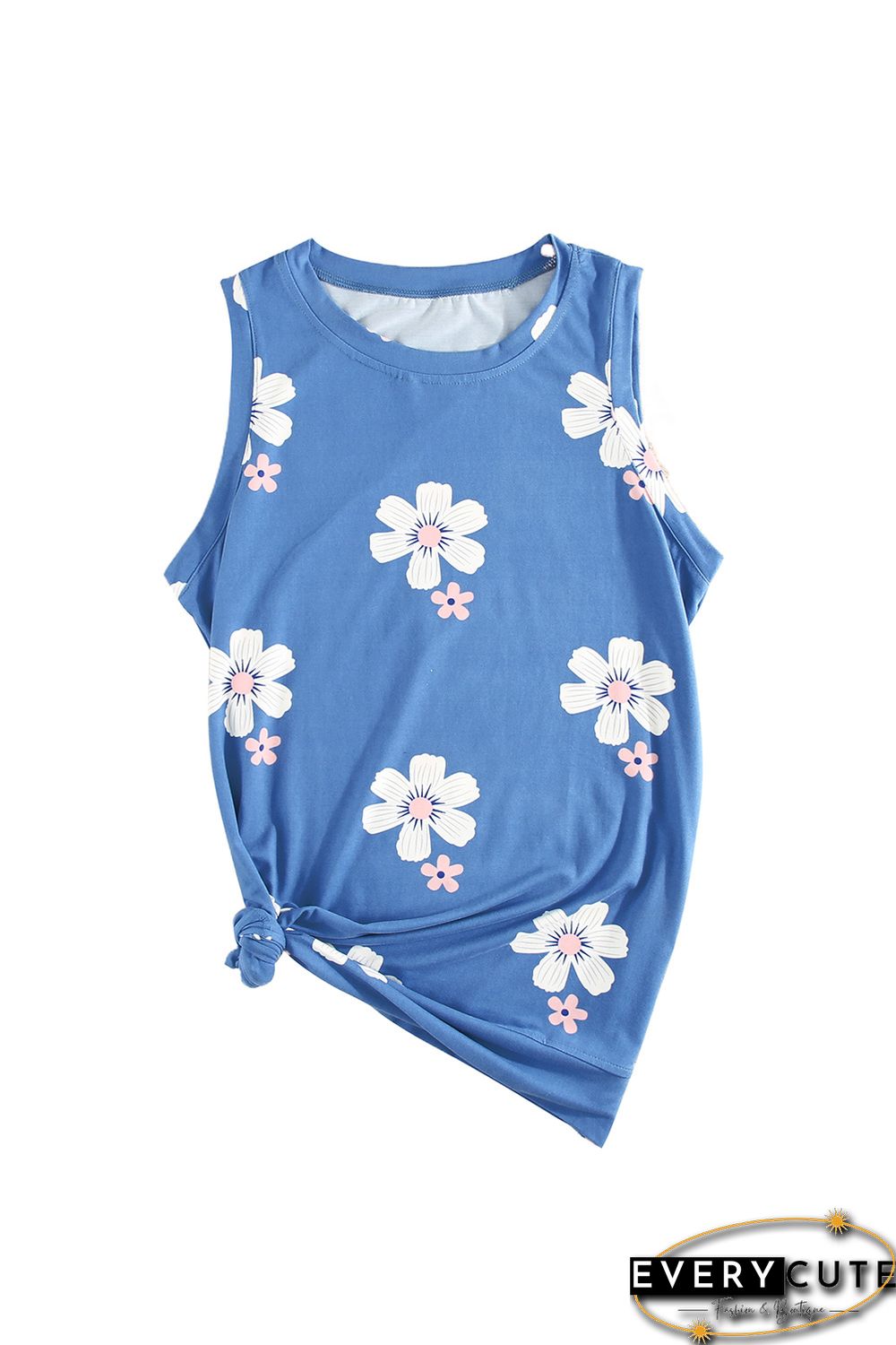 Sky Blue Crew Neck Tank Top