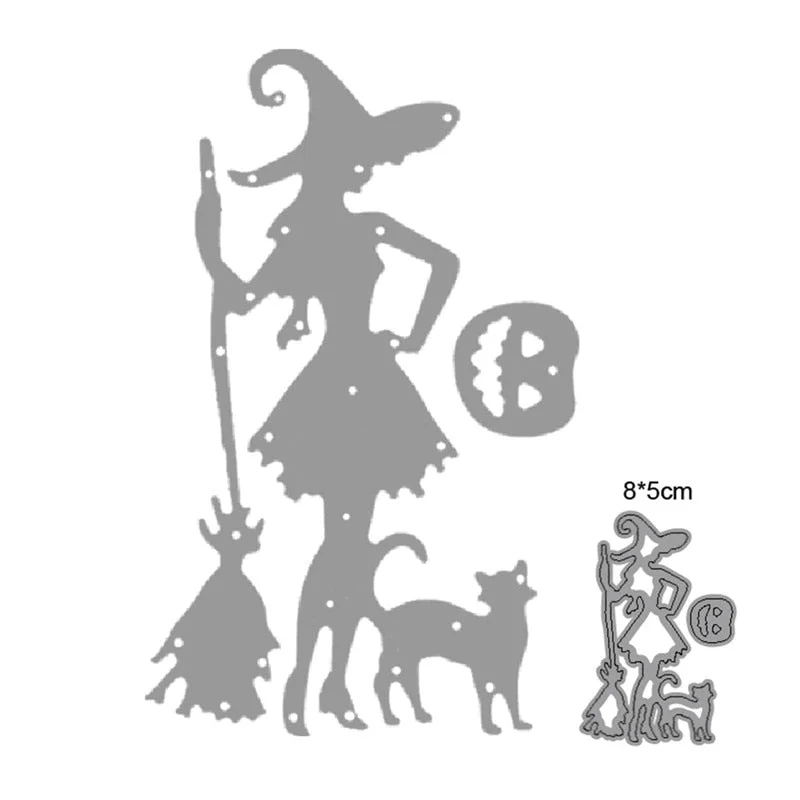2021 New Cutting Metal Dies For Halloween Witch Cat Do It Yourself Stamps Card Gift Decoration Paper Craft Supplies