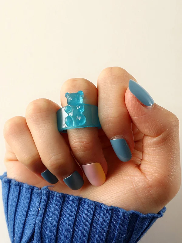 Stylish Selection Bear Shape Solid Color Rings Accessories