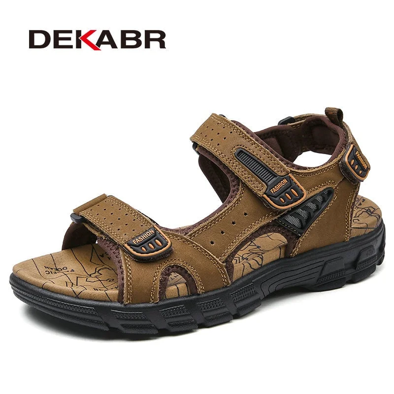 DEKABR Brand Classic Mens Sandals Summer Genuine Leather Sandals Men Outdoor Casual Lightweight Sandal Fashion Shoes For Men