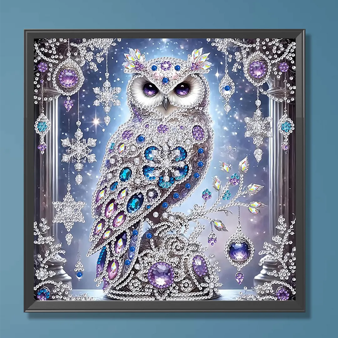 Diamond Painting - Partial Special Shaped Drill - Crystal Snow Owl(Canvas|30x30cm)