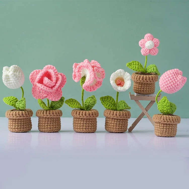 YarnSet - Flowers and Potted Plants 6Pcs - Pink