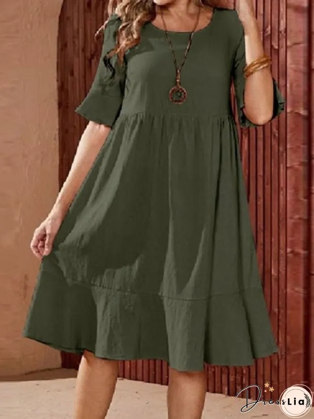 Casual Dress Black Dress Summer Dress Mini Dress Ruched Daily Holiday Date Fashion Modern Crew Neck Half Sleeve Regular Fit Pink Navy Blue Green Color S M L XL XXL Size for Women