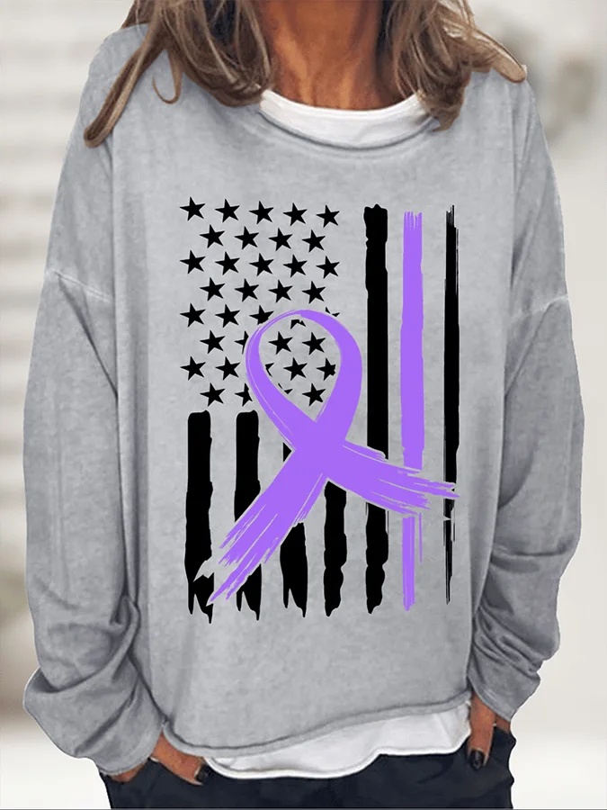 Women's Alzheimer's Awareness Print Casual Sweatshirt socialshop