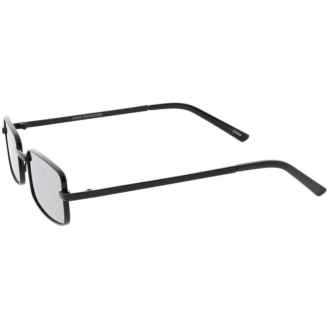 Classic Small Metal Rectangle glasses Color Mirrored Flat Lens 54mm