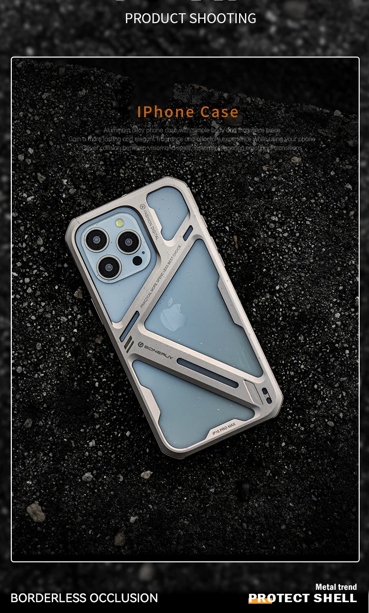 iPhone14/15 titanium alloy hollow all-inclusive mobile phone case