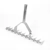 Thatch Rakes for Lawns 15.4 Inch Wide Lawn Rake for Leaves and Grass with Long Handle & 11 Curved Tines for Garden Yard Soil Loosening Grass Cleaning