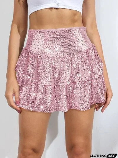 Sequin Layered Mini Skirt