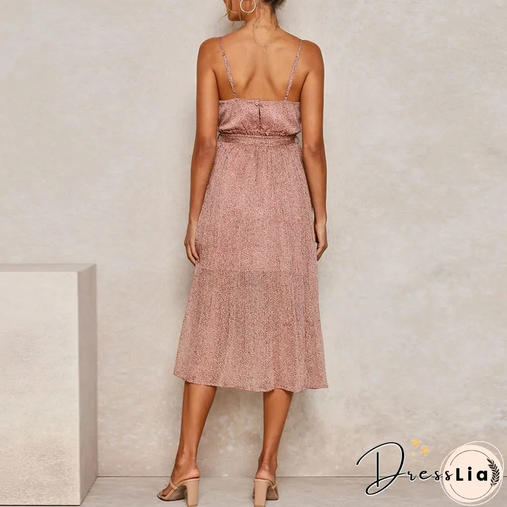 Pleated Elegant Dress With Fashionable Suspenders